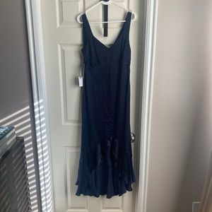 Satin Navy Blue midi dress